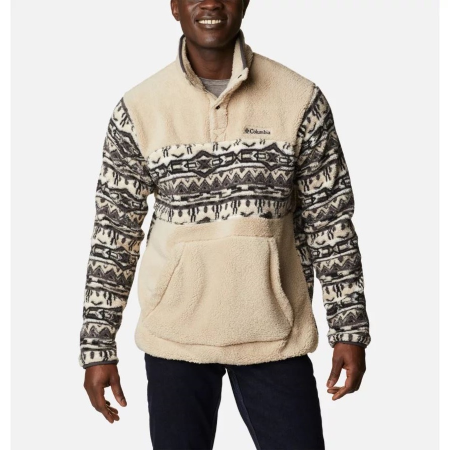 Uraltes Fossil/80er-Streifendruck/Shark Columbia Robuster Ridge-Sherpa-Pullover Für Herren