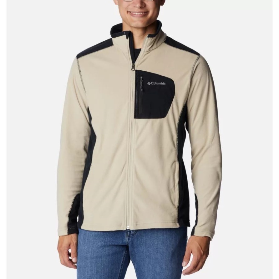 Ancient Fossil/Black Columbia Herren-Fleecejacke Aus Der Klamath-Reihe Mit Durchgehendem Reißverschluss