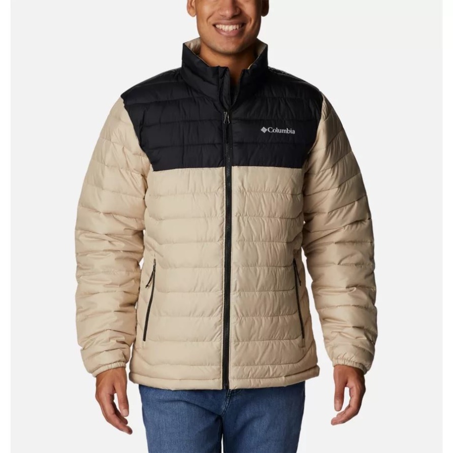 Ancient Fossil/Black Columbia Powder Lite Isolierjacke Für Herren