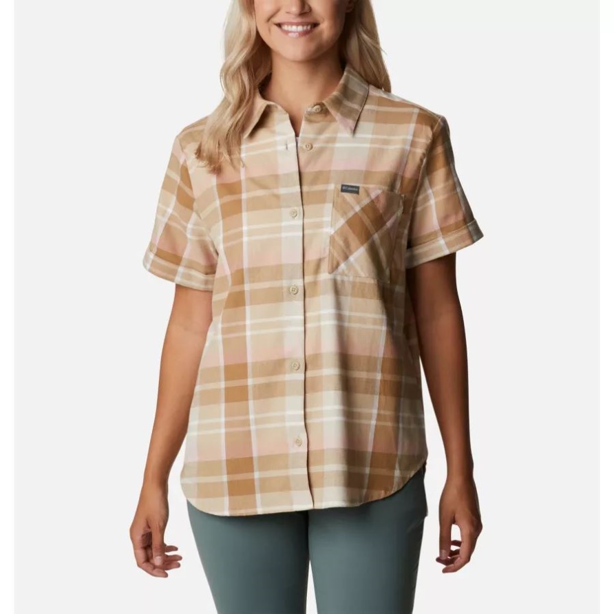 Ancient Fossil Madras Damen Casual Stretch Kurzarm Shirt Columbia