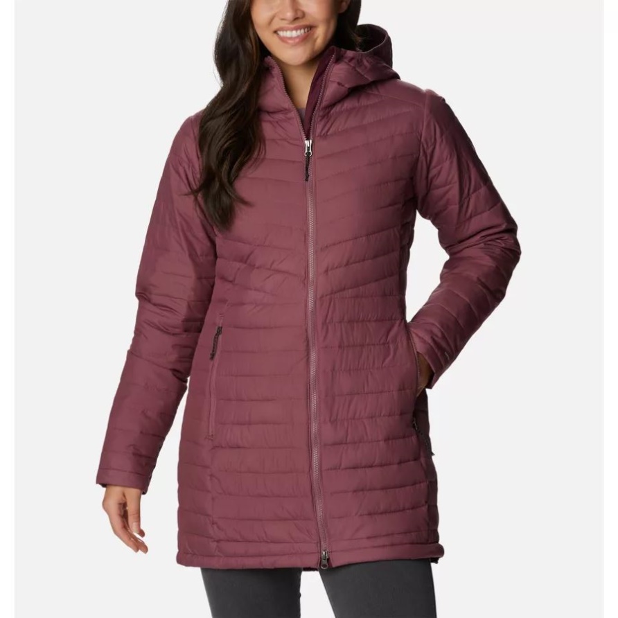 Antikmalvenfarbene, Mittellange Jacke Aus Kolumbien Mit Slope-Kante Für Damen