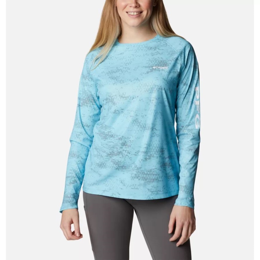 Atoll/pfg Camo Dark Frauen Pfg Tidal Deflektor Bedrucktes Langarmhemd Columbia