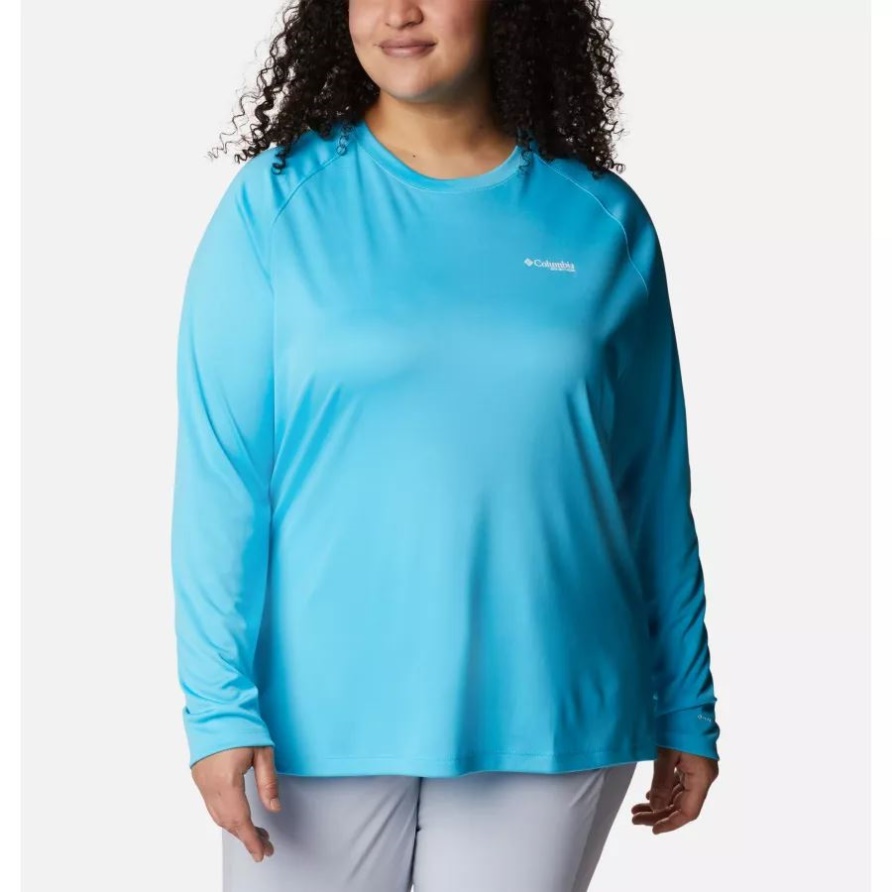 Atoll/white Logo Columbia Pfg Tidal Tee Ii Frauen Lange ärmel Plus Größe