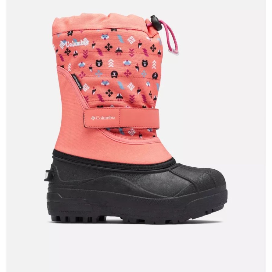 Schneestiefel Mit Aufdruck Powderbug Plus II Für Große Kinder Blush Pink/White Columbia