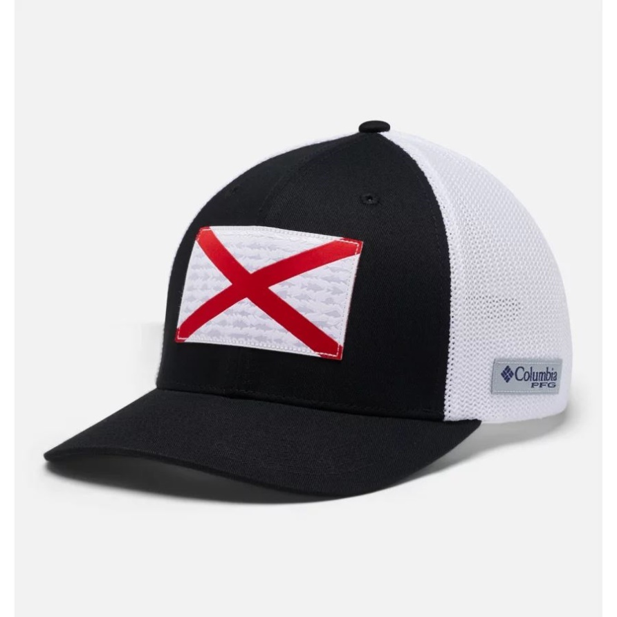 Schwarz/alabama Flag Columbia Pfg Fish Flag Mesh Ball Cap Hohe Krone