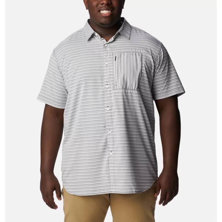 Schwarzes Basic Stripe Herren-twisted Creek Iii Kurzarmshirt Big Columbia