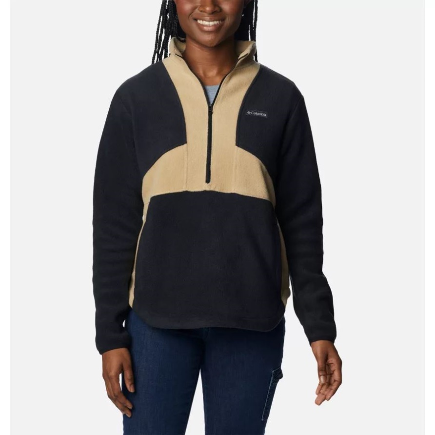 Schwarz/beach Columbia Brand Damen-benton Springs Farbblock-fleecepullover Mit Halbem Reißverschluss