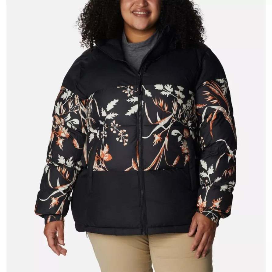 Schwarz/schwarz Fallgrass Print Columbia Damen-pike Lake Ii Isolierte Jacke Plus Größe