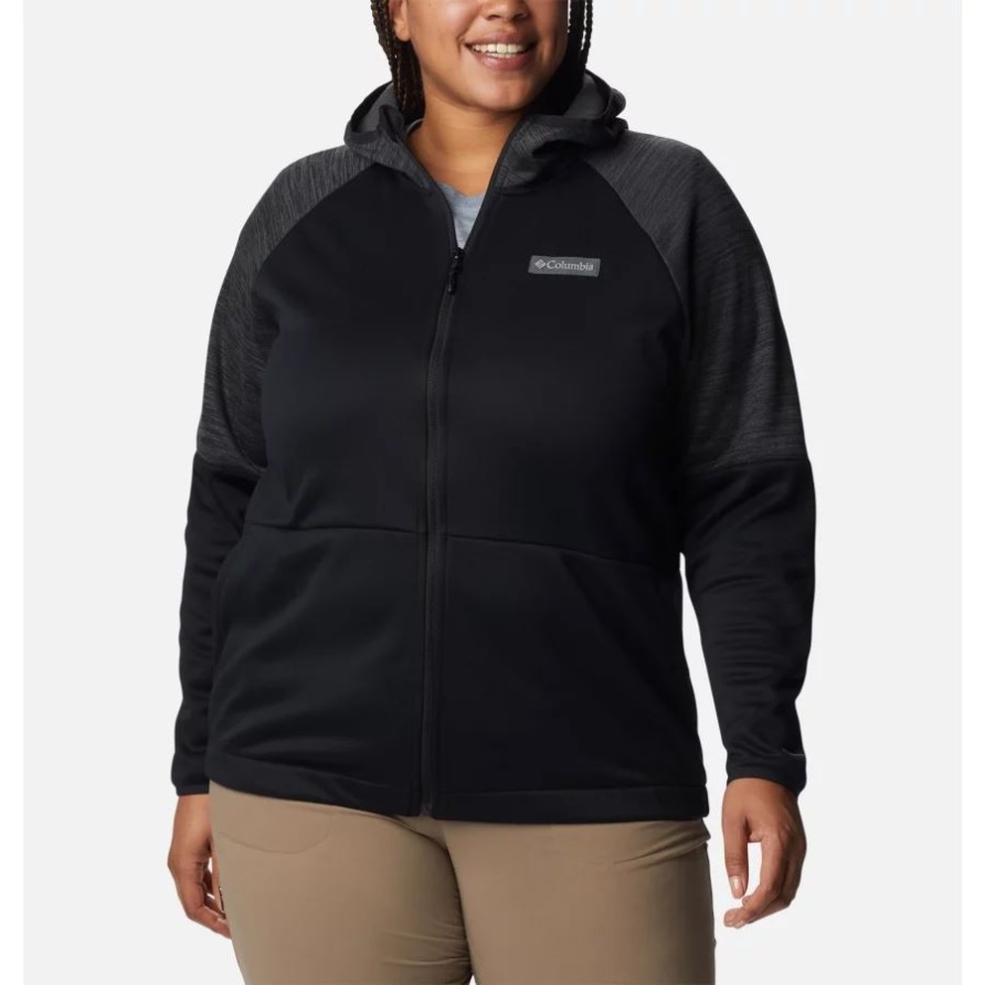 Schwarz/schwarz Meliert Columbia Damen-Windgates-Fleecejacke Mit Durchgehendem Reißverschluss