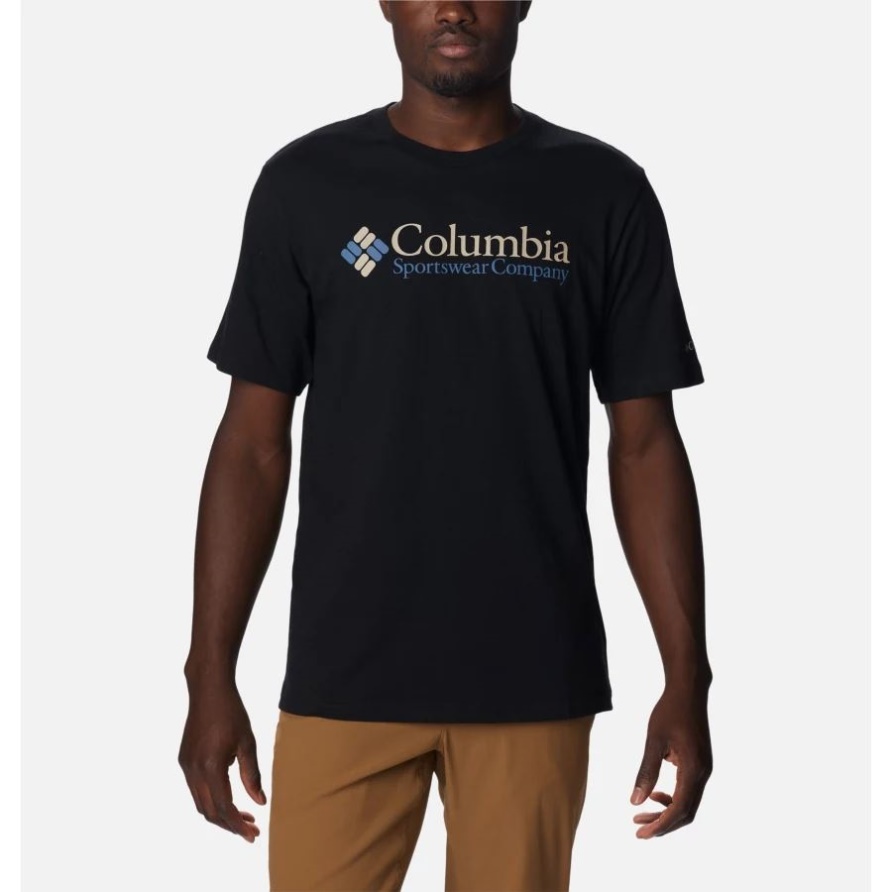 Schwarz/csc Retro Logo Herren Csc Basic Logo Kurzarm Columbia
