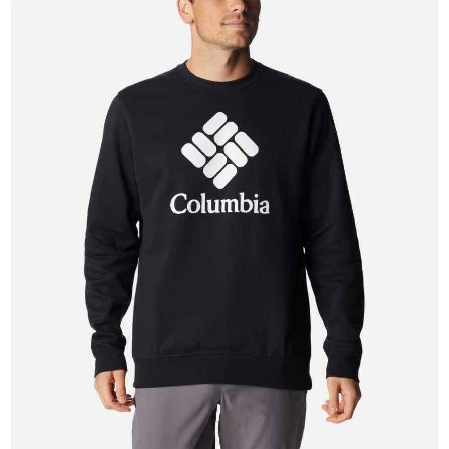 Schwarz/csc Gestapeltes Logo Columbia Trek Crew Sweatshirt Für Herren