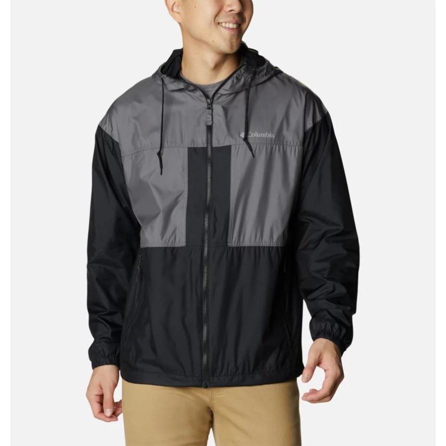 Schwarz/stadtgrau Columbia Gefütterte Windjacke Mit Flash-herausforderer Für Herren