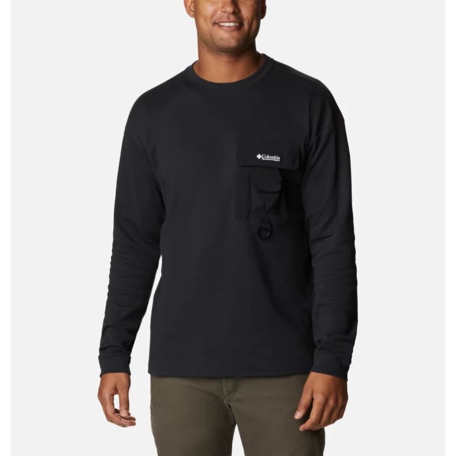 Black Columbia Herren Field Creek Lässiges Langarm-T-Shirt