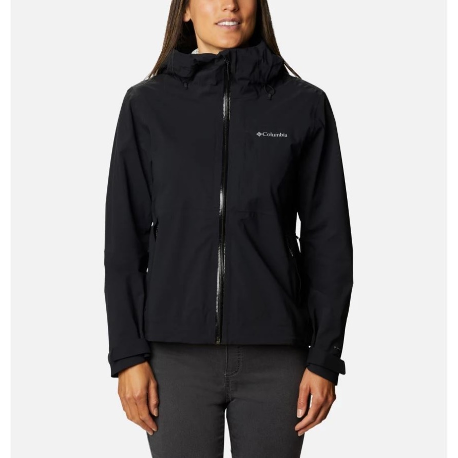 Black Columbia Ampli-Dry Wasserdichte Wanderjacke Aus Shell Für Damen