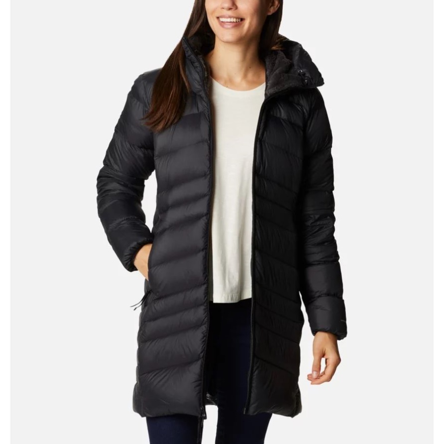 Black Columbia Damen Herbstpark Lange Daunenjacke