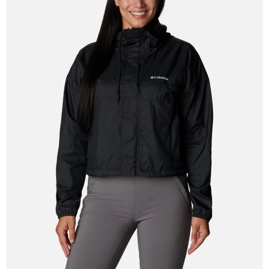 Black Columbia Flash Challenger Kurz Geschnittene Windjacke Für Damen