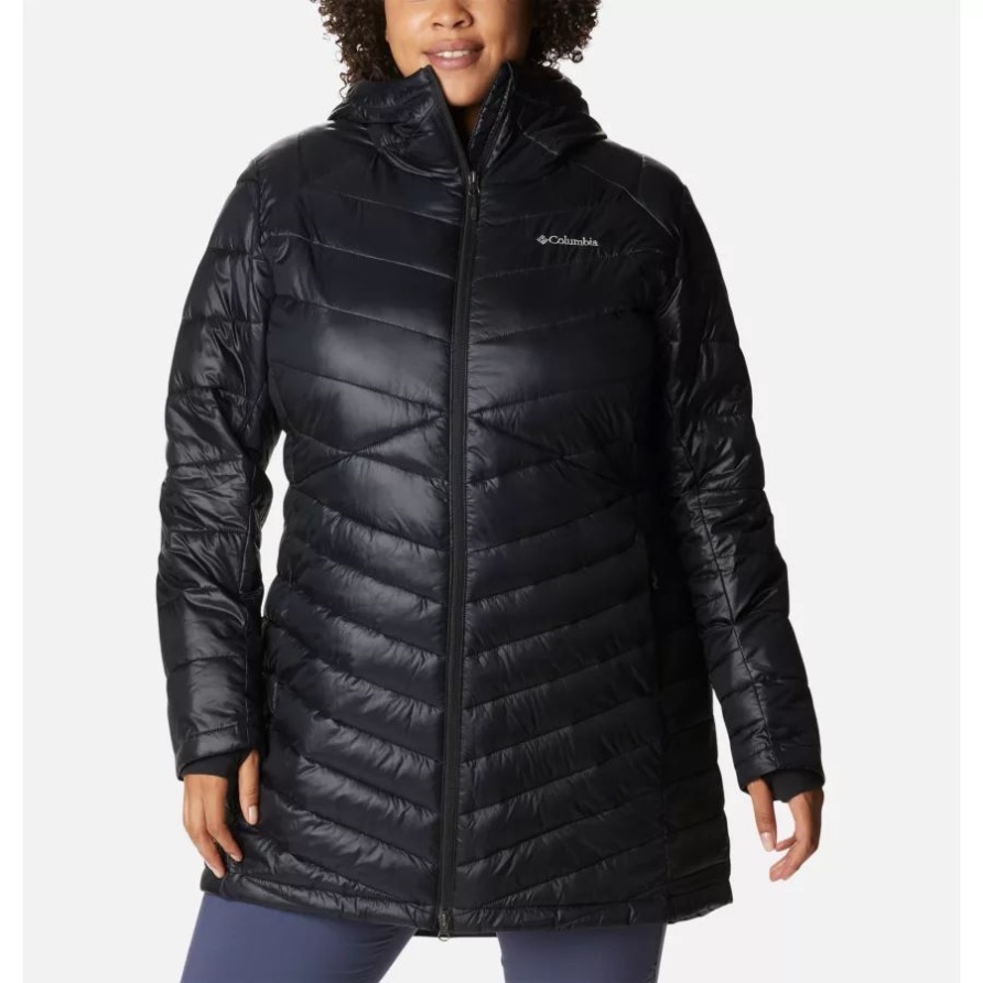 Black Columbia Damen Joy Peak Omni-Heat Infinity Mittelisolierte Kapuzenjacke Plus Größe