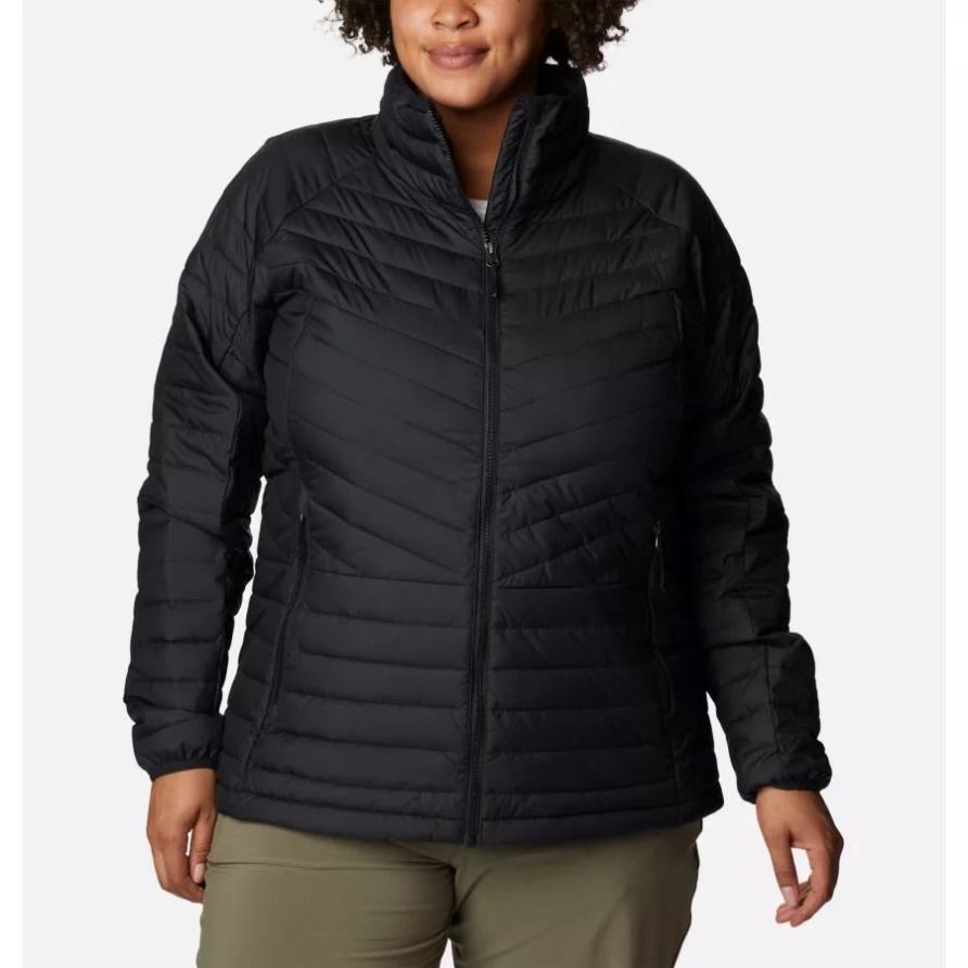 Black Columbia Damen-Puder Lite II Isolierte Jacke Mit Durchgehendem Reißverschluss Plus Größe