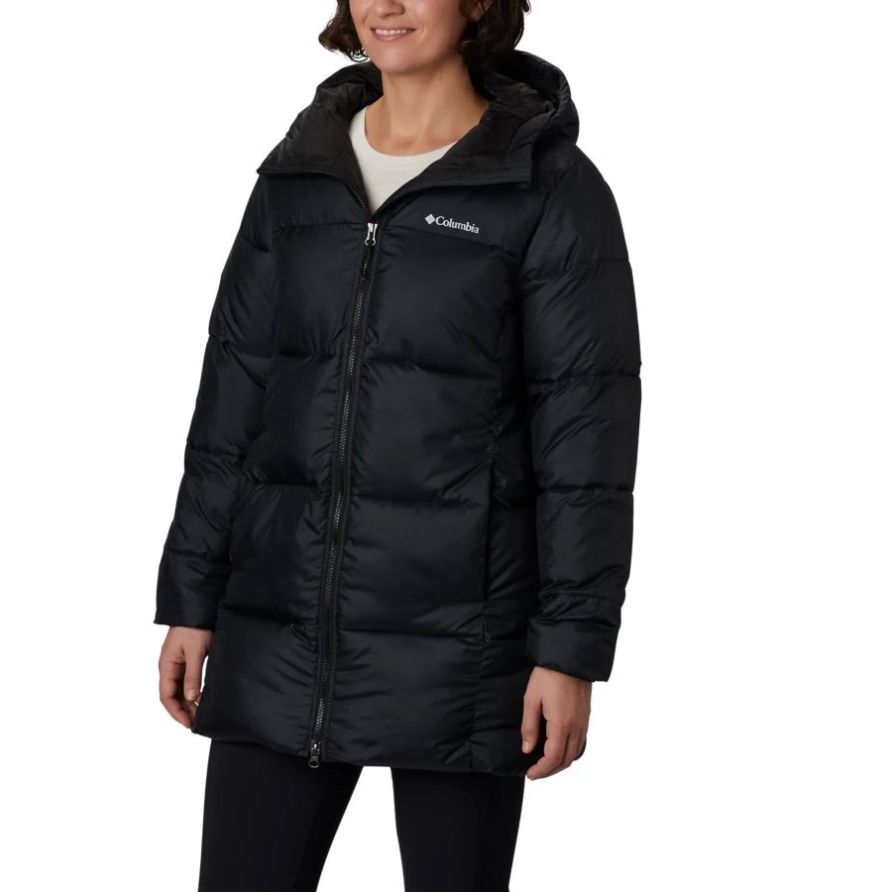 Schwarze Mittelhohe Daunenjacke Mit Puffect-Kapuze Von Columbia Für Damen