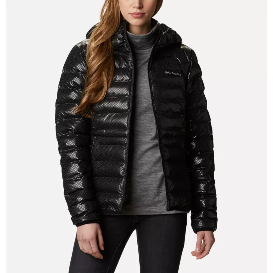 Black Columbia Damenjacke Mit Drei Gabeln Und Schwarzen Punkten