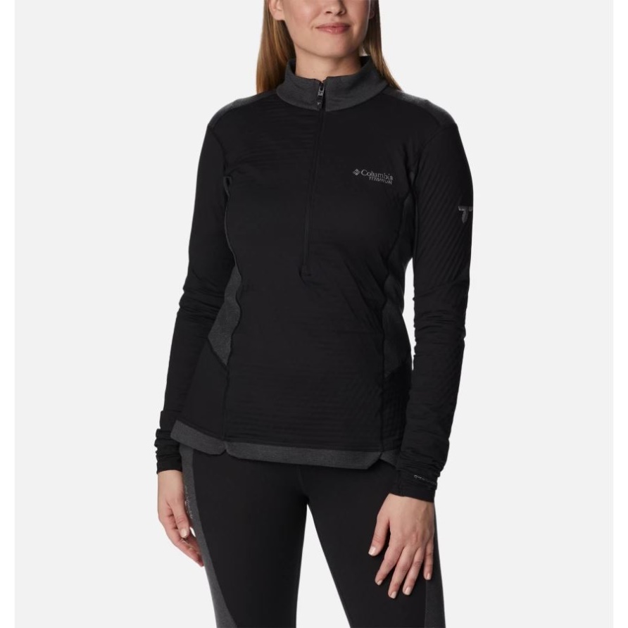Black Columbia Titan Pass Helix Technischer Frauenpullover Mit 1/4 Reißverschluss