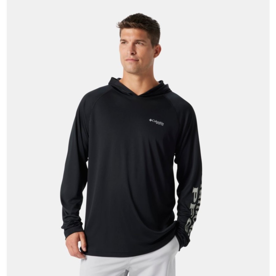 PFG Terminal Tackle Hoodie Für Herren In Schwarz/Cool Grey Mit Logo Columbia