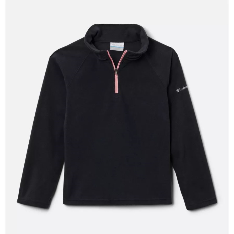 Schwarze Mädchenjacke Aus Gletscherfleece Mit Halbem Reißverschluss Columbia