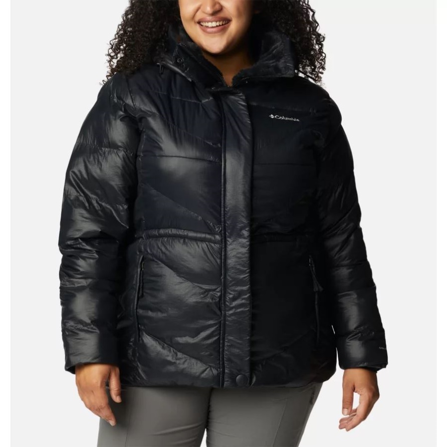 Black Gunmetal Columbia Damen-peak To Park Ii Isolierte Kapuzenjacke Plus Größe