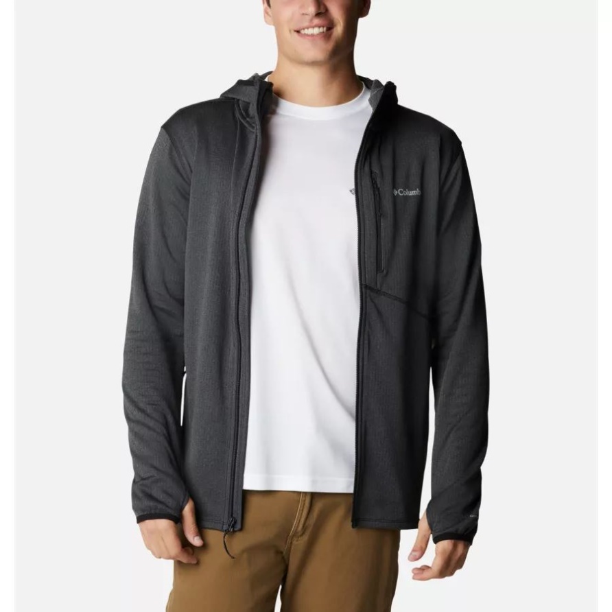 Schwarz Meliert Columbia Park View Fleece-Hoodie Mit Durchgehendem Reißverschluss Für Herren
