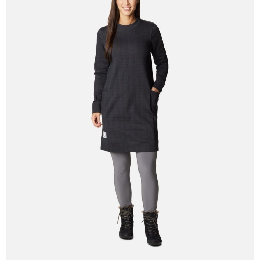 Schwarzes Columbia Lodge-Kleid Mit Fischgrätenmuster Für Damen