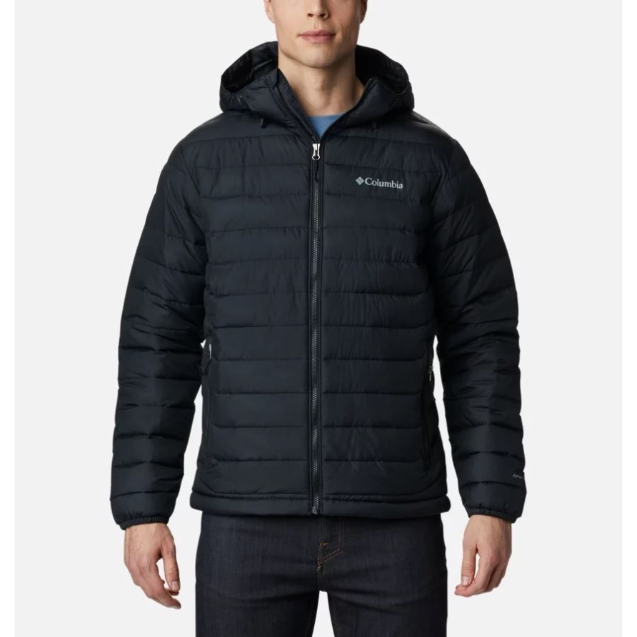 Schwarze Puder Lite Isolierte Kapuzenjacke Für Herren Columbia