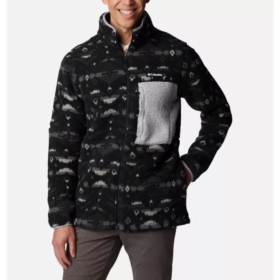 Black Rocky Mountain Print Herren-fleecejacke Mit Mountainside-print Columbia
