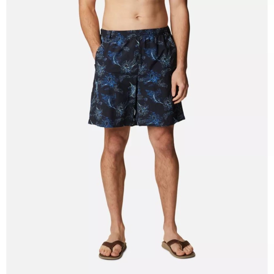 Schwarze Pfg Super Backcast Wassershorts Von Columbia Für Herren Mit Segeln Wegaufdruck