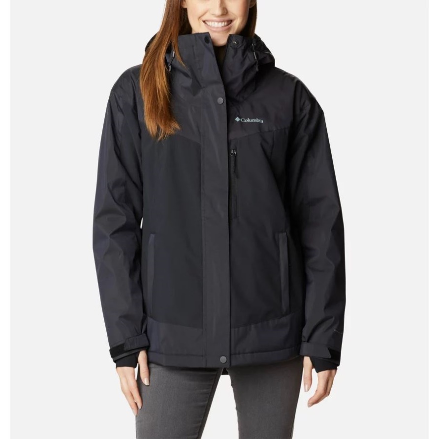 Schwarz Glänzende, Wasserdichte, Isolierte Wanderjacke Point Park Für Damen Columbia