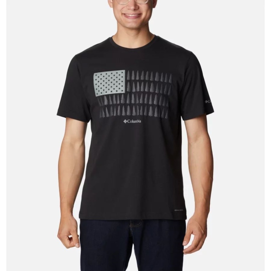 Thistletown Hills Grafik-T-Shirt Für Herren Mit Schwarzer/baumgestreifter Flagge Columbia-Marke