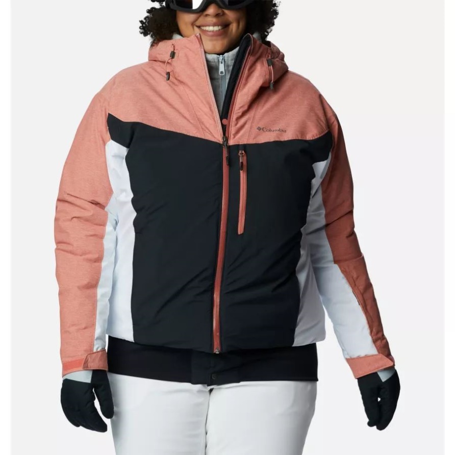Schwarz/Weiß/Dark Coral Columbia Sweet Shredder Isolationsjacke Für Damen In Übergröße