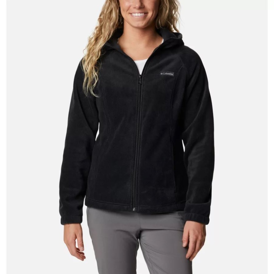 Schwarzer Damen-hoodie Von Benton Springs Mit Durchgehendem Reißverschluss Columbia
