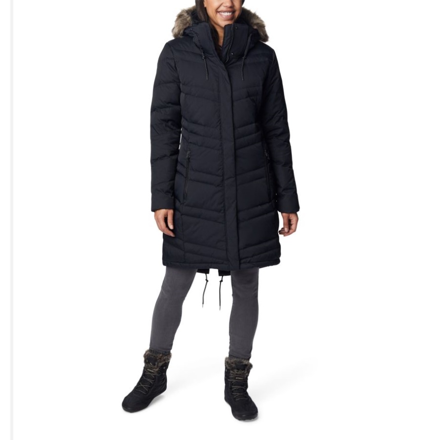 Schwarze Catherine Creek Lange Daunenjacke Mit Kapuze Damen Columbia
