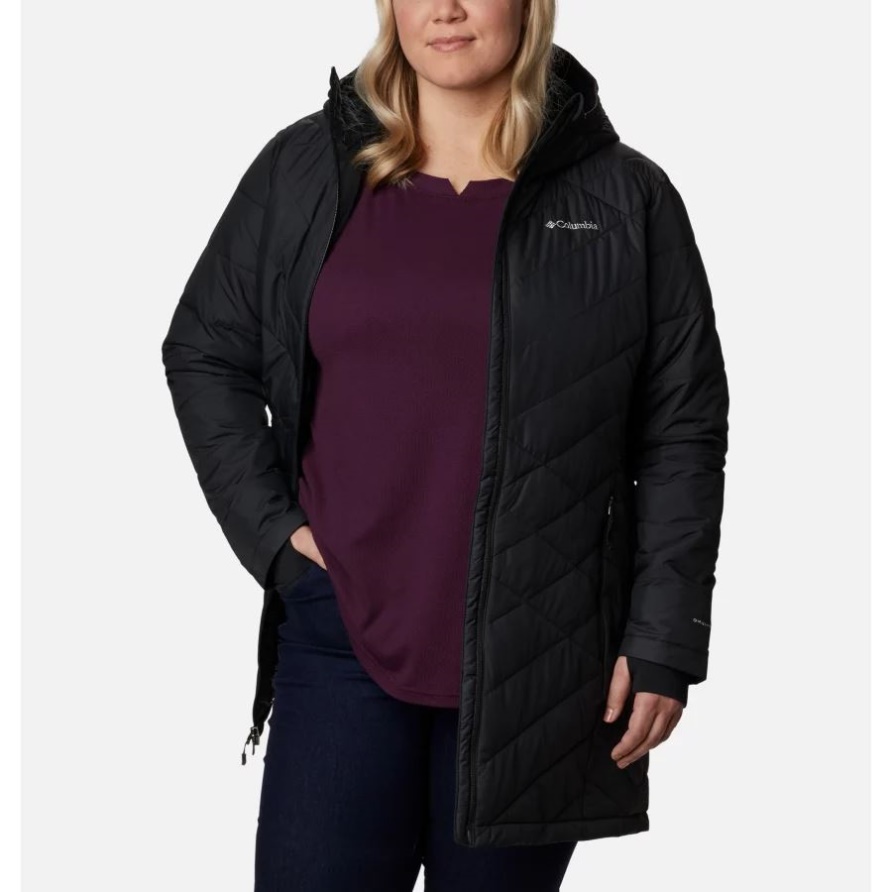 Schwarze Himmlische Lange Kapuzenjacke Für Damen Plus Größe Columbia
