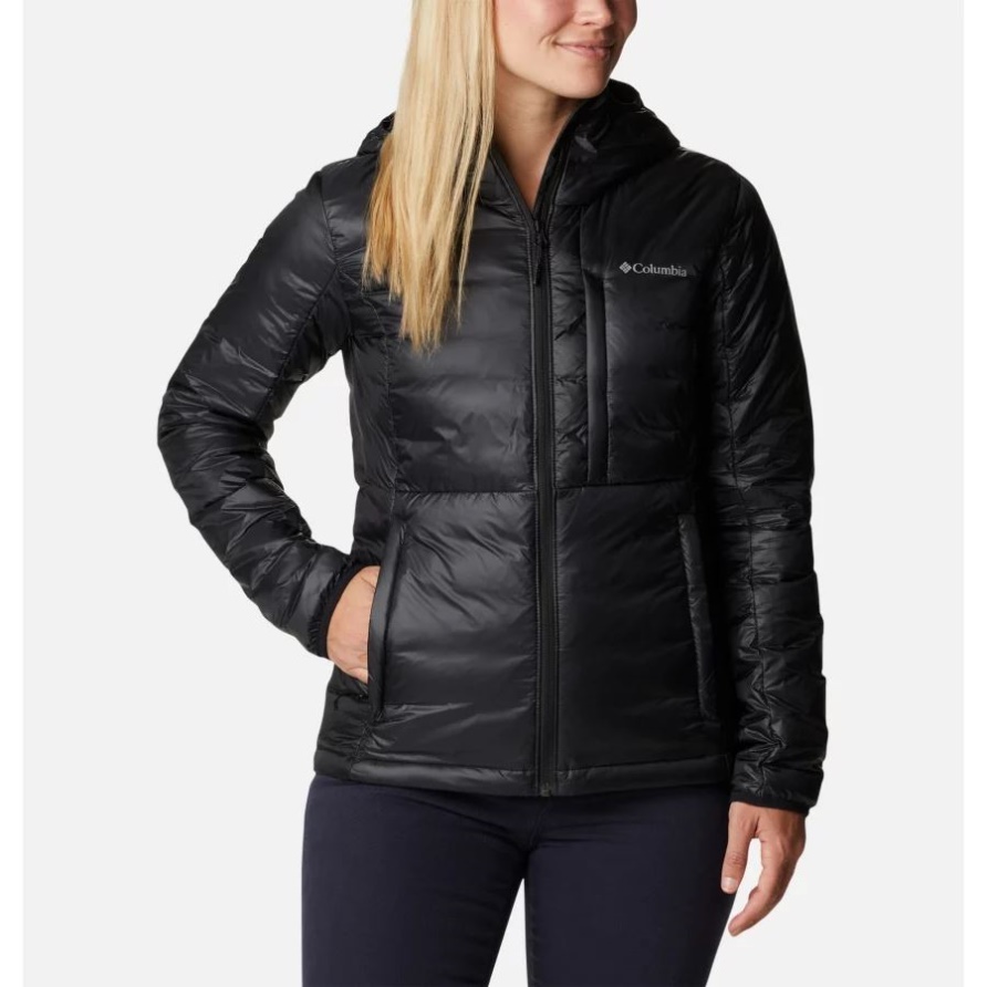 Schwarze Infinity Summit Omni-Heat Infinity Doppelwandige Daunenjacke Mit Kapuze Für Damen Columbia