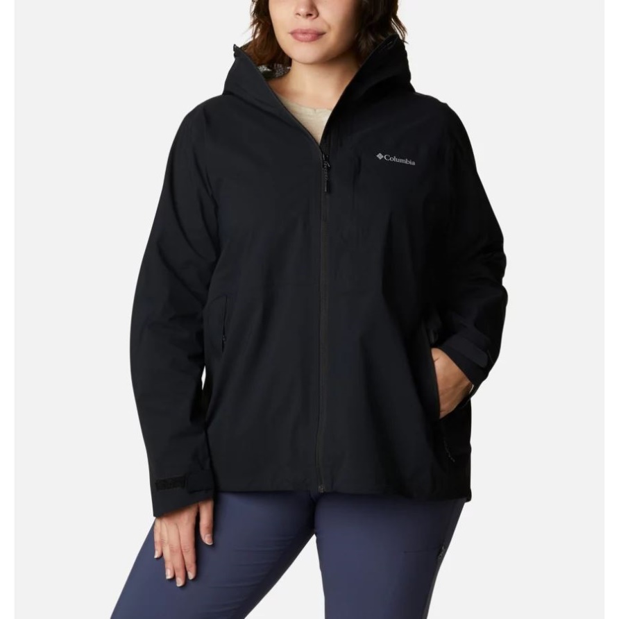 Schwarze Omni-Tech Ampli-Dry Shelljacke Für Damen In Übergröße Columbia