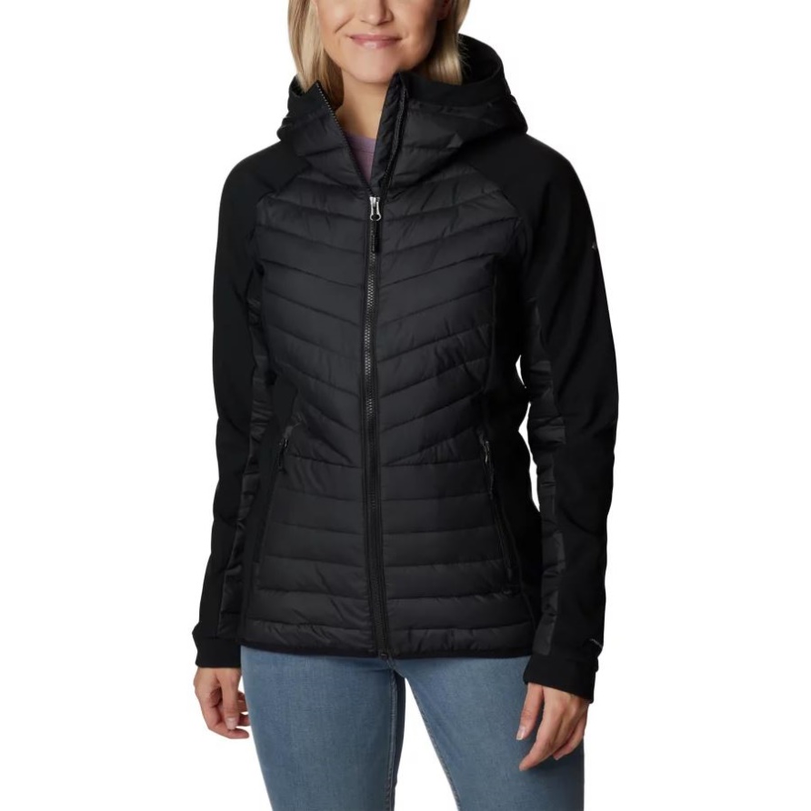 Schwarze Damenpuder Lite Hybrid Kapuzenjacke Columbia