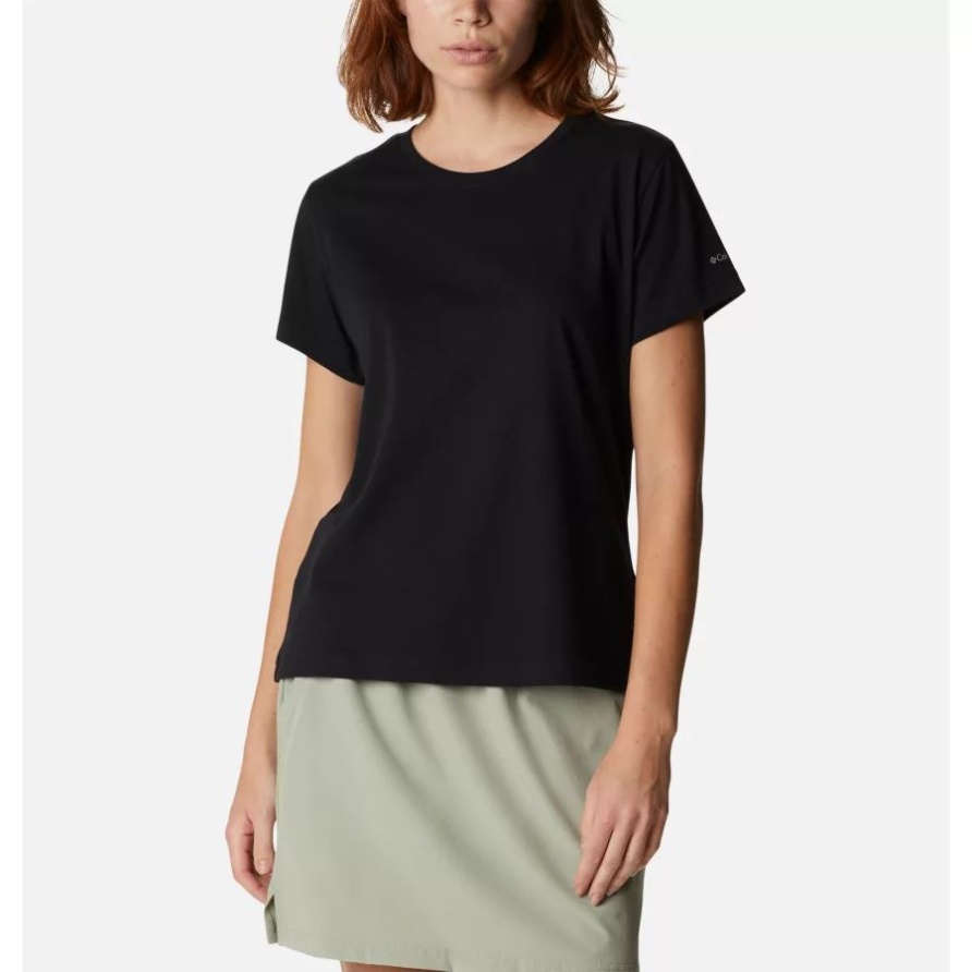 Schwarzes Damen-sapphire Point Kurzarmshirt Columbia
