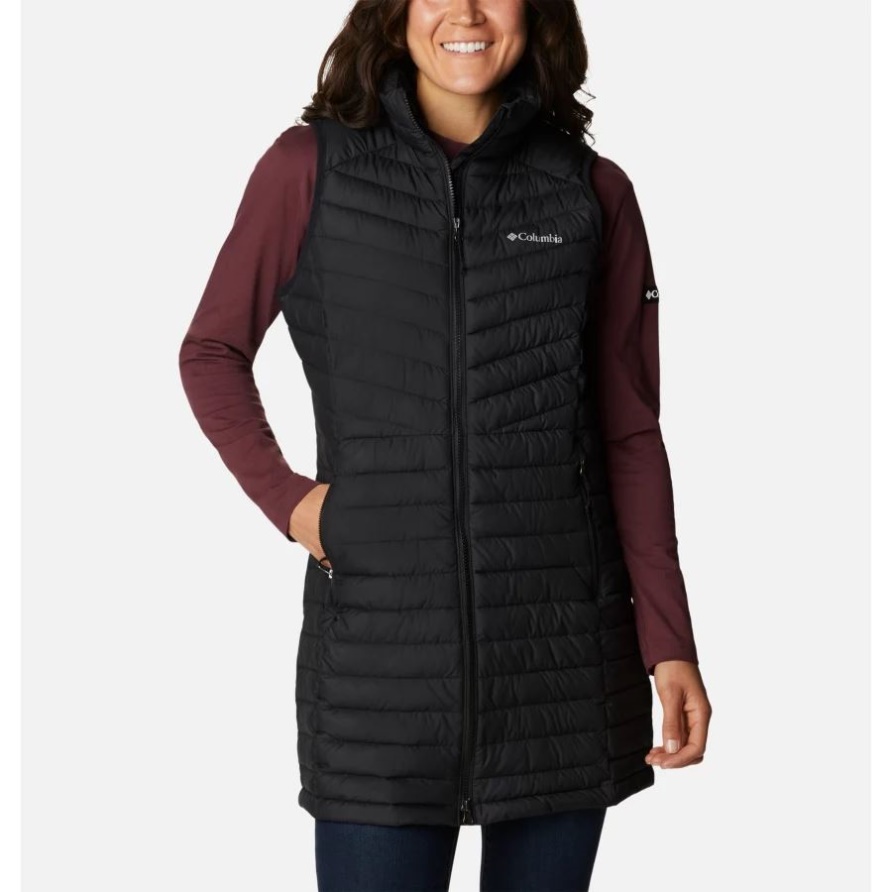 Schwarze Lange Weste Für Damen Mit Stehkante Columbia