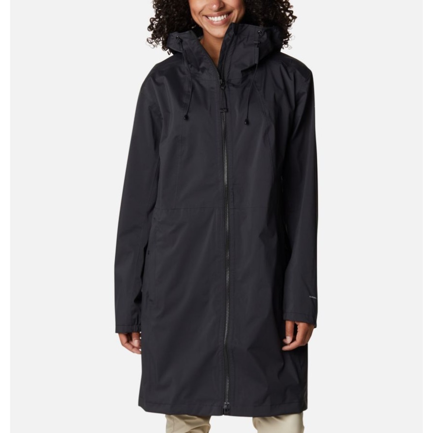 Schwarze, Wasserdichte Longshell-Jacke Für Damen, Weekend Adventure, Columbia