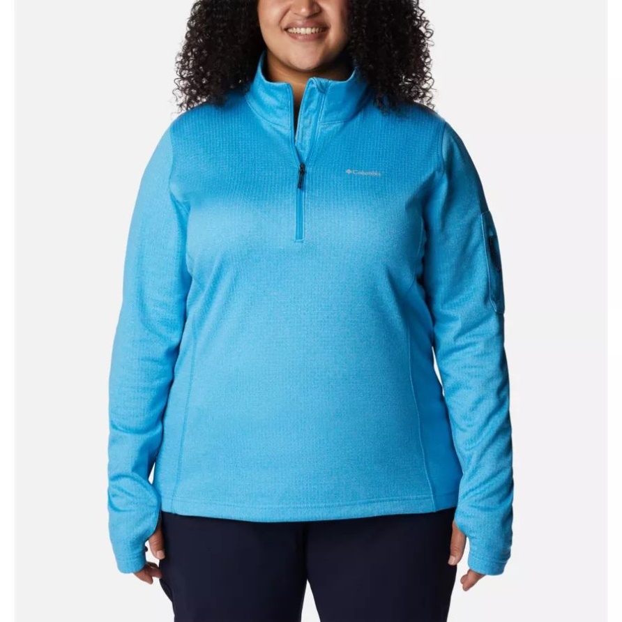 Blau Chill Heather Columbia Park View Grid Fleecepullover Mit 1/2-Reißverschluss Für Damen In Übergröße