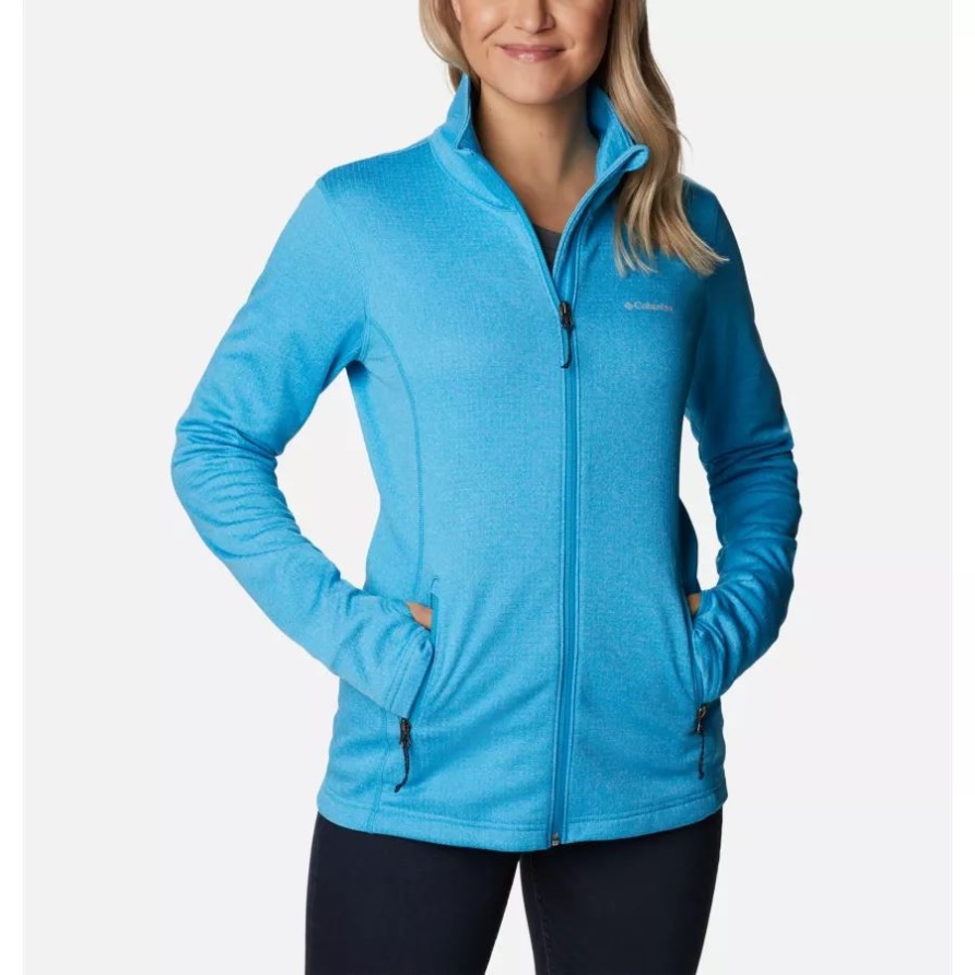 Blaue Chill Heather Columbia Park View Grid Fleecejacke Mit Durchgehendem Reißverschluss Für Damen