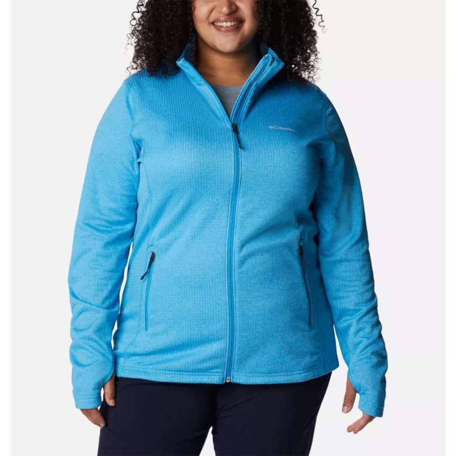 Blau Chill Heather Park View Grid Fleecepullover Mit Durchgehendem Reißverschluss Für Damen In Übergröße Columbia