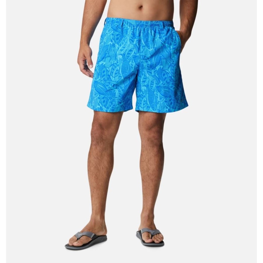 Blauer Ara Kreuzschraffierter Thunfischdruck Männer Pfg Super Backcast Wassershorts Kolumbien