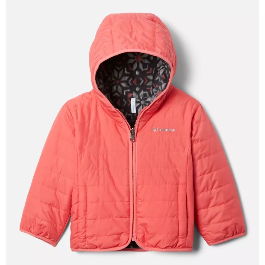 Zartrosa/schwarze Paperflakes Columbia Wendejacke Mit Doppelproblemen Für Kleinkinder